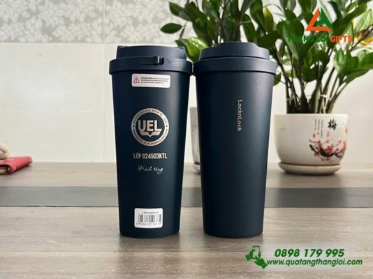 Ly Giu Nhiet Lock&Lock LHC3249 Mau Xanh Navy - Khac Logo Truong Dai Hoc Kinh Te Luat UEL