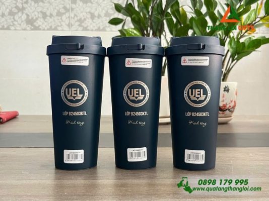 Ly Giu Nhiet Lock&Lock LHC3249 Mau Xanh Navy - Khac Logo Truong Dai Hoc Kinh Te Luat UEL