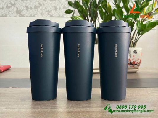 Ly Giu Nhiet Lock&Lock LHC3249 Mau Xanh Navy - Khac Logo Truong Dai Hoc Kinh Te Luat UEL