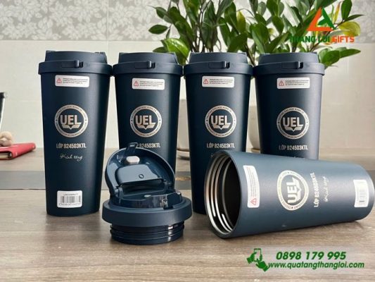 Ly Giu Nhiet Lock&Lock LHC3249 Mau Xanh Navy - Khac Logo Truong Dai Hoc Kinh Te Luat UEL