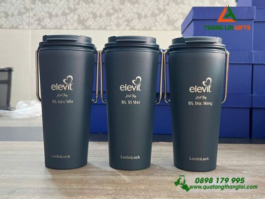 Ly Giu Nhiet LocknLock LHC4269 540ml Mau Xanh Navy - Khac Logo Doanh Nghiep BAYER 