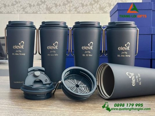 Ly Giu Nhiet LocknLock LHC4269 540ml Mau Xanh Navy - Khac Logo Doanh Nghiep BAYER 