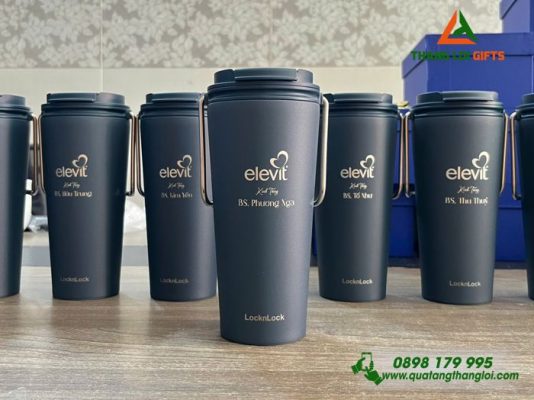 Ly Giu Nhiet LocknLock LHC4269 540ml Mau Xanh Navy - Khac Logo Doanh Nghiep BAYER 