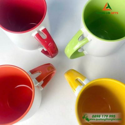 Cốc Sứ Đủ Màu Sắc In Logo Làm Quà Tặng