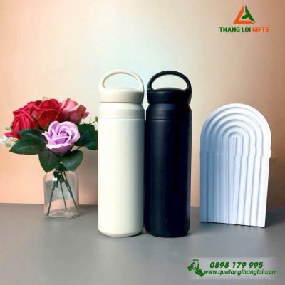 Bình Giữ Nhiệt Quai Cầm 500ml In Khắc Logo Nội Dung Làm Quà Tặng