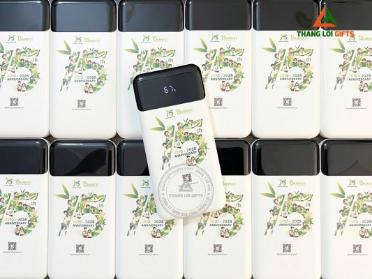 Pin Sac Du Phong Hoco 10.000mAh Mau Trang - In Logo 15 Nam Doanh Nghiep BAMBOO