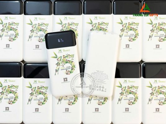 Pin Sac Du Phong Hoco 10.000mAh Mau Trang - In Logo 15 Nam Doanh Nghiep BAMBOO