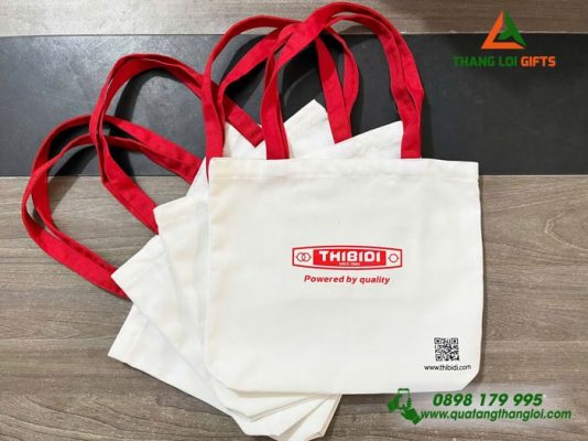Tui Vai Canvas Mau Trang - In Logo Hinh Anh Doanh Nghiep THIBIDI