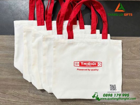 Tui Vai Canvas Mau Trang - In Logo Hinh Anh Doanh Nghiep THIBIDI