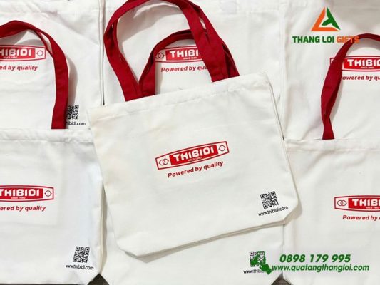Tui Vai Canvas Mau Trang - In Logo Hinh Anh Doanh Nghiep THIBIDI
