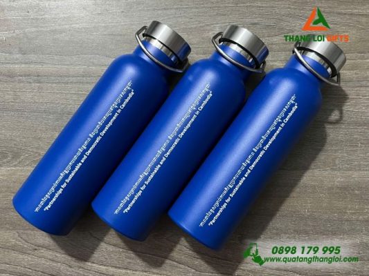 Binh Giu Nhiet 600ml Mau Xanh - In Logo Cambodia 