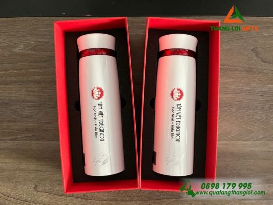 Binh Giu Nhiet Lock&Lock LHC4131 450ml - Mau Trang - In Logo TAM VIET Education