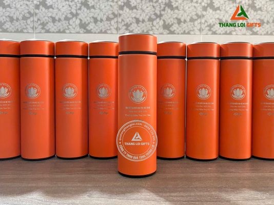 Binh Giu Nhiet Mau Cam 500ml - Khac Logo Truong Mam Non Soc Nau Lam Qua 20-11