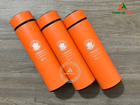 Binh Giu Nhiet Mau Cam 500ml - Khac Logo Truong Mam Non Soc Nau Lam Qua 20-11