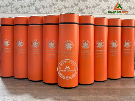 Binh Giu Nhiet Mau Cam 500ml - Khac Logo Truong Mam Non Soc Nau Lam Qua 20-11 