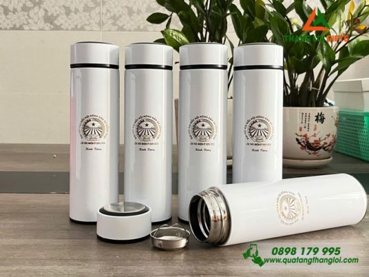 Binh Giu Nhiet Mau Trang 500ml - Khac Logo Dai Hoi Dai Bieu Nong Dan Xa Hong Thai