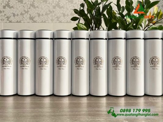 Binh Giu Nhiet Mau Trang 500ml - Khac Logo Dai Hoi Dai Bieu Nong Dan Xa Hong Thai