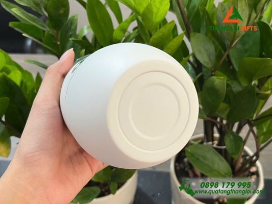 Ly Giu Nhiet 350ml Mau Trang - In Logo Doanh Nghiep Thanh Long