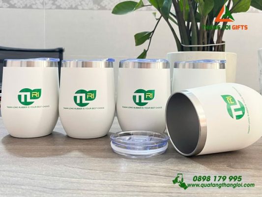 Ly Giu Nhiet 350ml Mau Trang - In Logo Doanh Nghiep Thanh Long