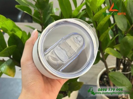 Ly Giu Nhiet 350ml Mau Trang - In Logo Doanh Nghiep Thanh Long