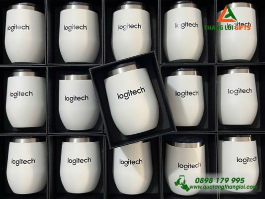 Ly Giu Nhiet 350ml Mau Trang - In Logo Logitech