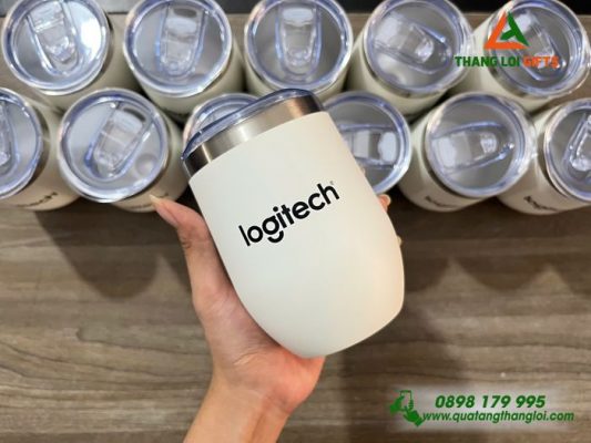 Ly Giu Nhiet 350ml Mau Trang - In Logo Logitech