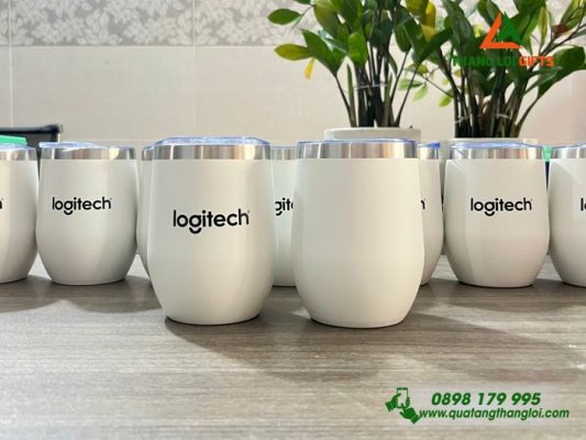 Ly Giu Nhiet 350ml Mau Trang - In Logo Logitech