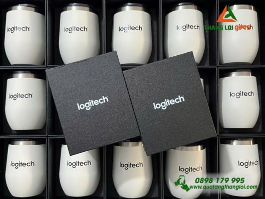 Ly Giu Nhiet 350ml Mau Trang - In Logo Logitech