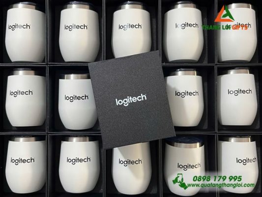Ly Giu Nhiet 350ml Mau Trang - In Logo Logitech
