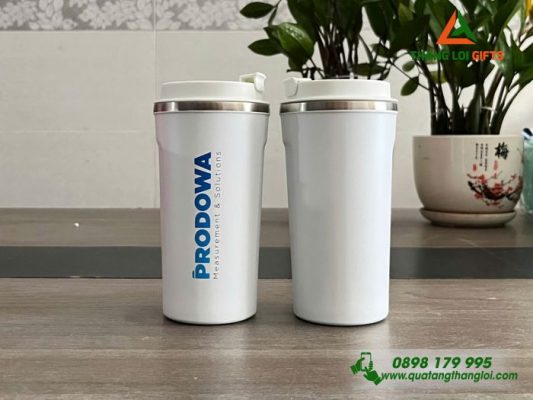 Ly Giu Nhiet 510ml Mau Trang - In Logo Doanh Nghiep PRODOWA 