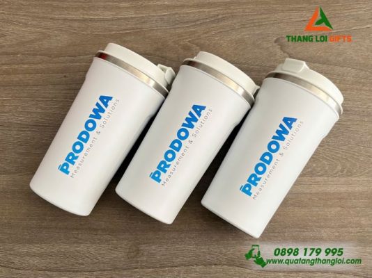 Ly Giu Nhiet 510ml Mau Trang - In Logo Doanh Nghiep PRODOWA 