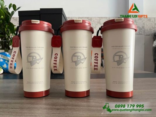 Ly Giu Nhiet 530ml Mau Do - Khac Logo Trung Tam Du Hoc Quoc Te Tran Quang