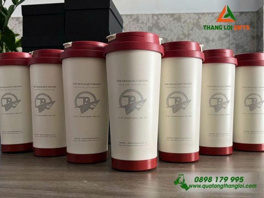 Ly Giu Nhiet 530ml Mau Do - Khac Logo Trung Tam Du Hoc Quoc Te Tran Quang