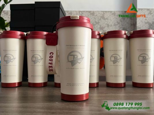 Ly Giu Nhiet 530ml Mau Do - Khac Logo Trung Tam Du Hoc Quoc Te Tran Quang