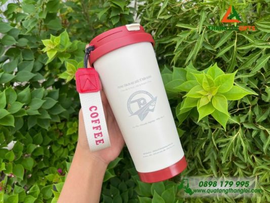 Ly Giu Nhiet 530ml Mau Do - Khac Logo Trung Tam Du Hoc Quoc Te Tran Quang