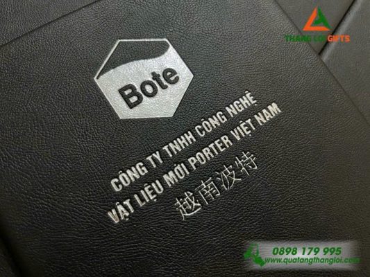 Sổ Tay Dán Gáy Màu Đen – Ép Kim Logo Doanh Nghiệp PORTER VIỆT NAM 