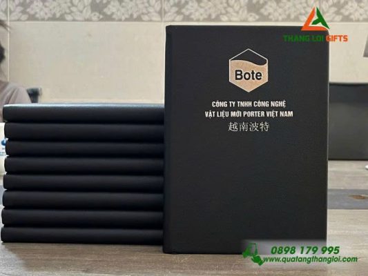 Sổ Tay Dán Gáy Màu Đen – Ép Kim Logo Doanh Nghiệp PORTER VIỆT NAM 