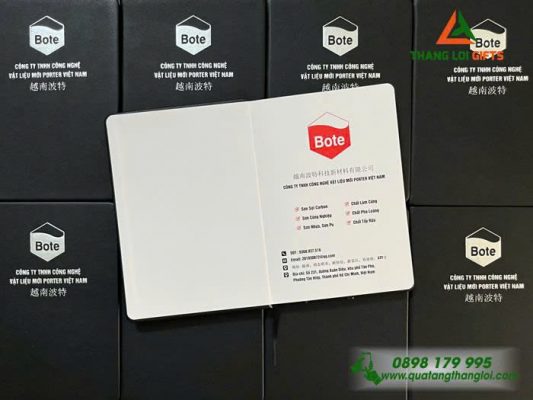 Sổ Tay Dán Gáy Màu Đen – Ép Kim Logo Doanh Nghiệp PORTER VIỆT NAM 
