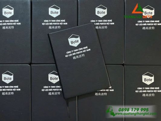 Sổ Tay Dán Gáy Màu Đen – Ép Kim Logo Doanh Nghiệp PORTER VIỆT NAM 