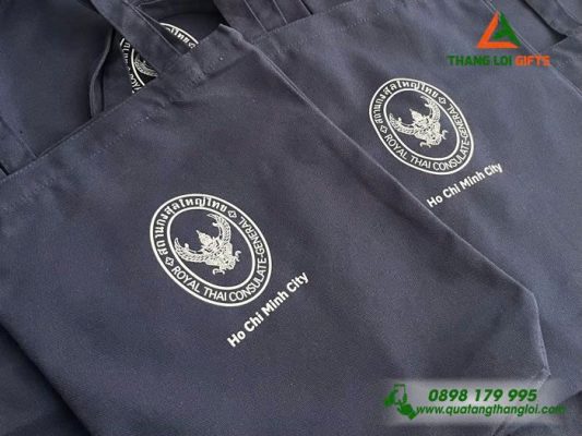 Túi Vải Canvas Màu Xanh Đậm – In Logo Tổng Lãnh Sự Quán Thái Lan Tại TP.HCM (