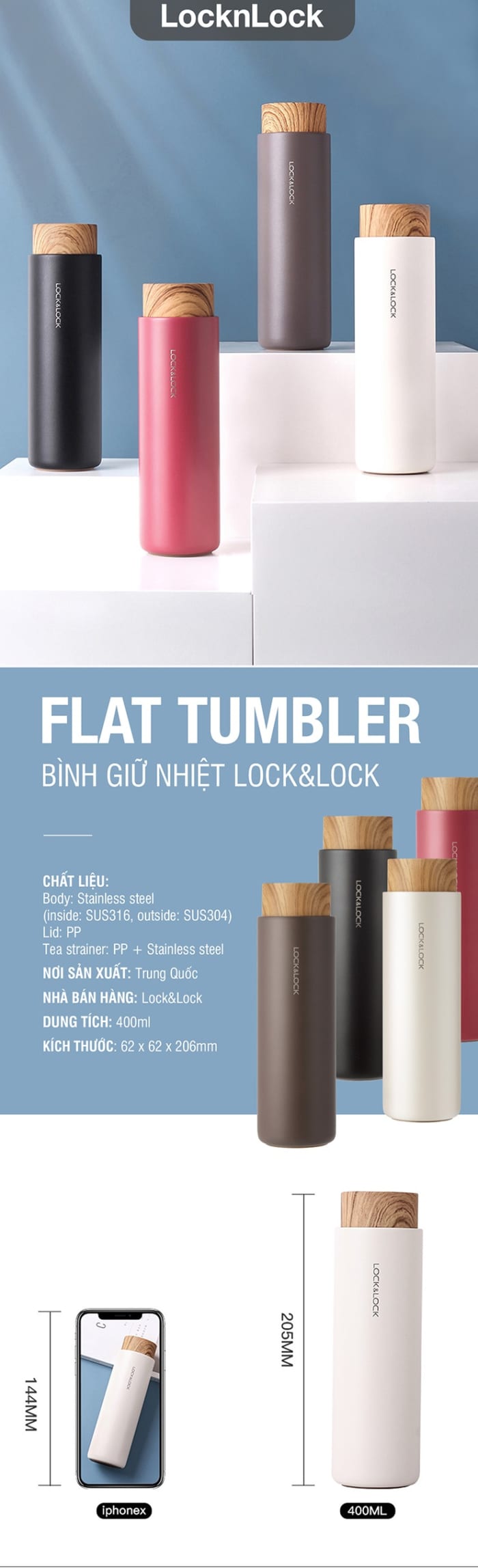 BLT 07-Binh Giu Nhiet Lock&Lock Flat nap go LHC4227(400ml)