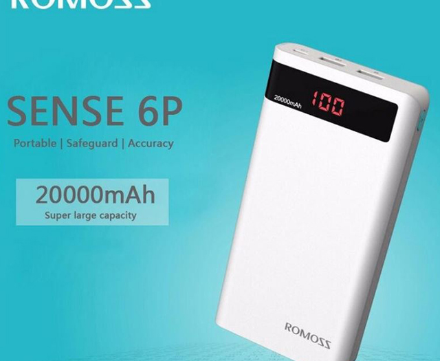 Pin Sac du phung Romoss Sense 6P 20000mAh - co man hinh LCD (HANG NHAP KHAU)