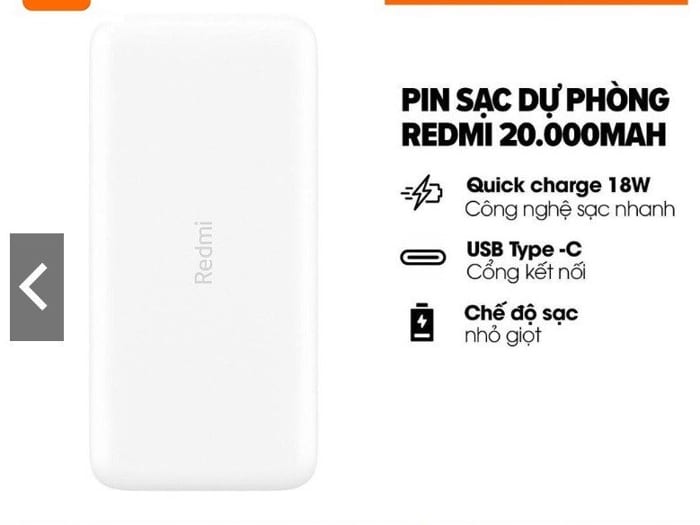 Pin Sạc Dự Phòng 20000mAh Xiaomi Redmi in logo