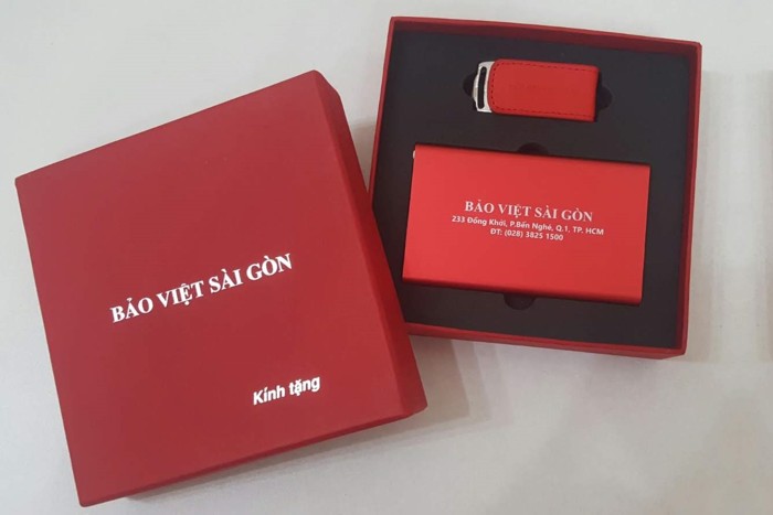 GST 14 – Bộ Quà Tặng - Giftset 3 món (USB Da+Sạc dự phòng+Hộp Giftset) in logo theo yêu cầu