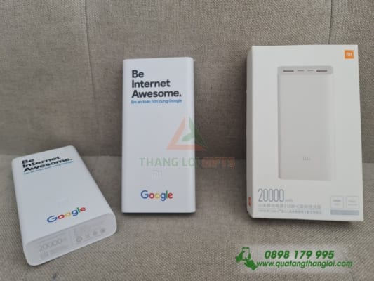 PXT 09 - Pin Sac Du Phong Xiaomi 20000mAh in logo GOOGLE lam qua tang 