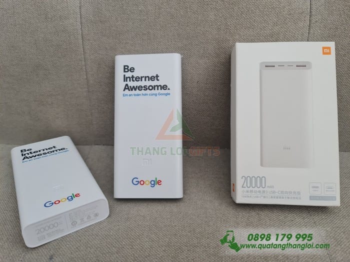 PXT 09 - Pin Sac Du Phong Xiaomi 20000mAh in logo GOOGLE lam qua tang