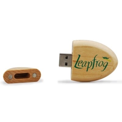 UGT 02 - USB Gỗ hình bầu dục elip in logo 