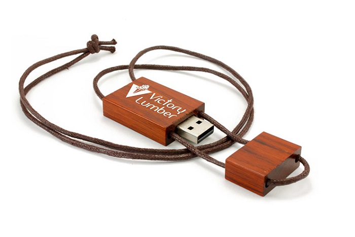 UGT 03 - USB vỏ gỗ dây rút in logo