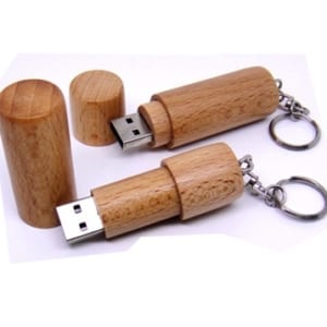 UGT 11 - USB Vỏ gỗ trụ tròn in logo