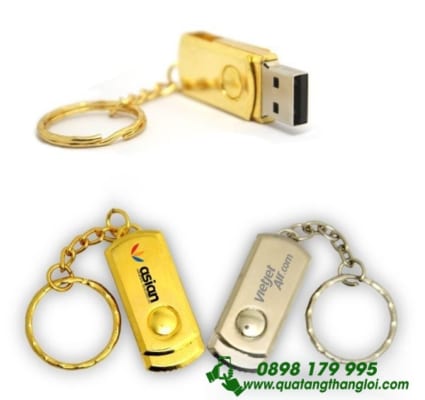 UKT 16 - USB kim loai xoay in khac logo qua tang doanh nghiep 